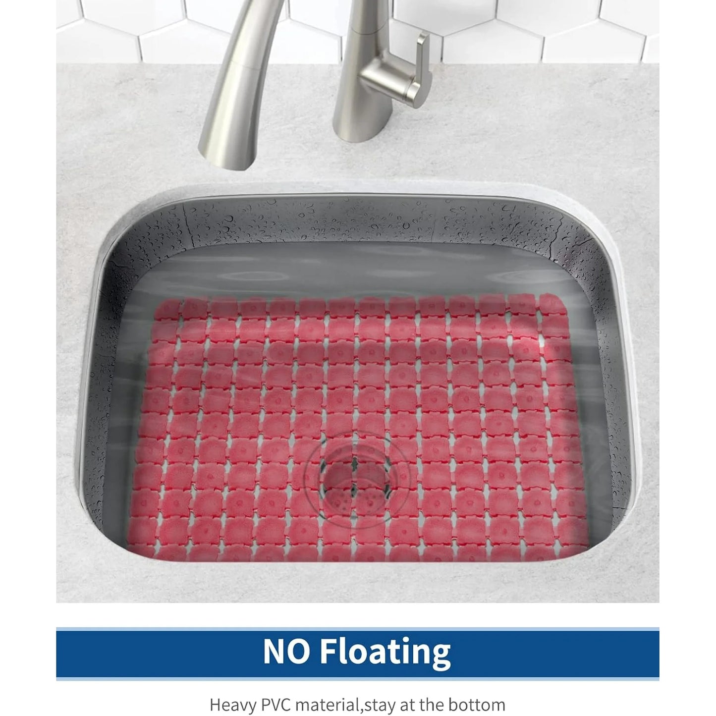 Bligli 2-Pack Sink Mats - 15.7"x11.8" Non-Slip PVC Liners, Quick-Dry Kitchen Protector for Stainless Steel/Ceramic, Dish Drying Mat