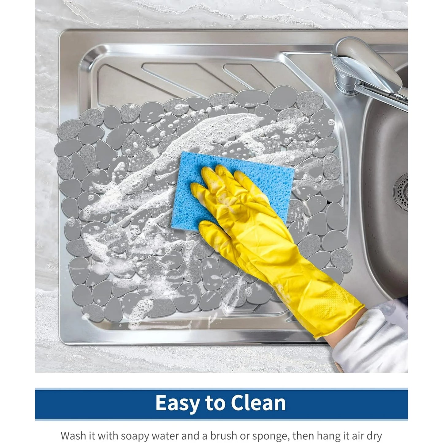 Bligli Non-Slip PVC Sink Mats (2-pack) – Pebble Design Protector for Stainless Steel/Porcelain, Dish Drying & Kitchen Liner, 15.7"x11.8"