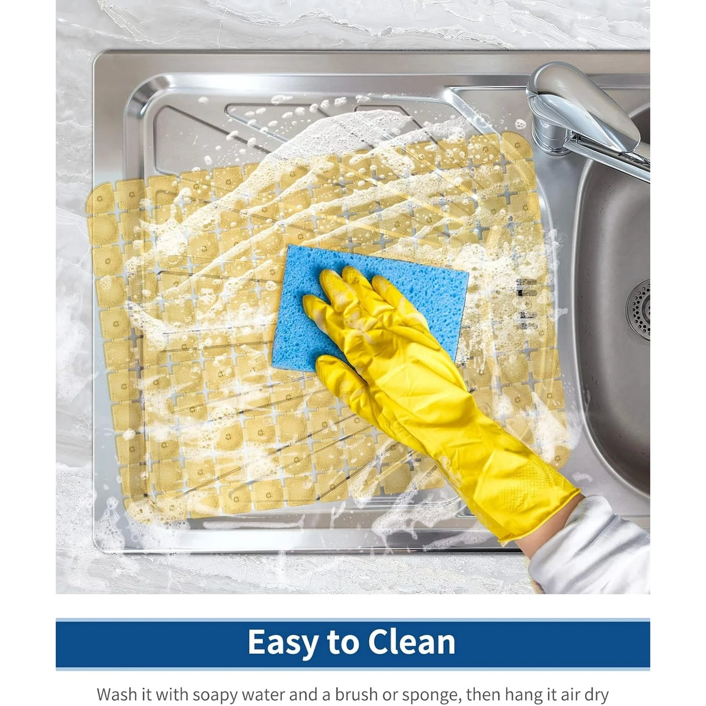 Bligli 2-Pack Sink Mats - 15.7"x11.8" Non-Slip PVC Liners, Quick-Dry Kitchen Protector for Stainless Steel/Ceramic, Dish Drying Mat