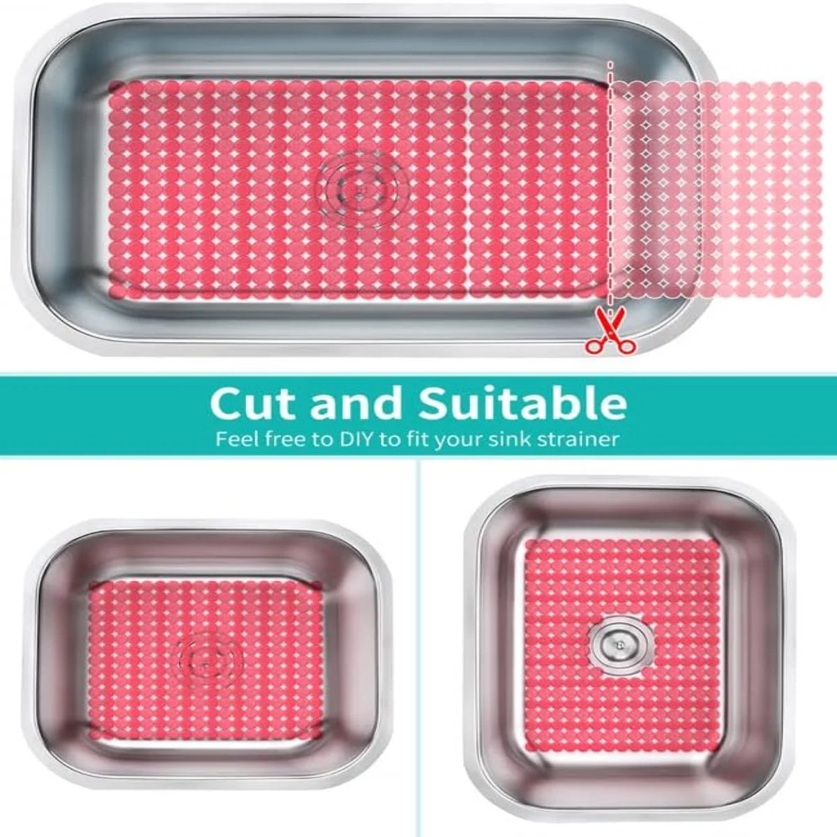 Bligli Round Sink Mats 2-Pack ,Non-Slip PVC Sink Protector, Fits Stainless Steel / Ceramic Sinks,15.7 x 11.8 inch,Fast Draining Dot Design for Kitchen Sink