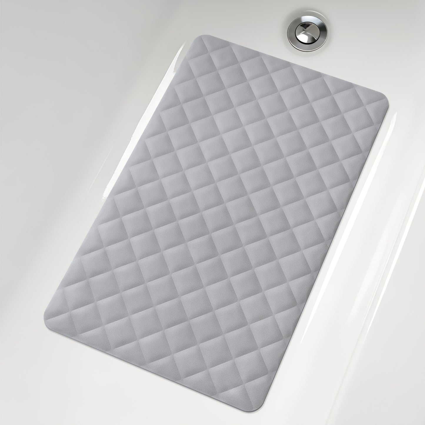 Yolife Non-Slip Bathtub Mat 27.5"x17", Anti-Fatigue Grid Pattern & Suction Cups, Natural Rubber for Shower Tub, Machine Washable