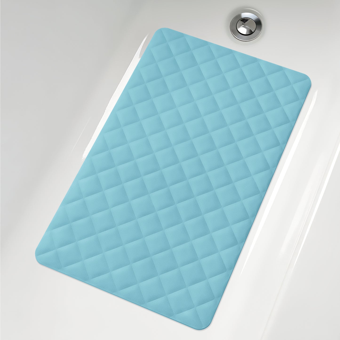 Yolife Non-Slip Bathtub Mat 27.5"x17", Anti-Fatigue Grid Pattern & Suction Cups, Natural Rubber for Shower Tub, Machine Washable