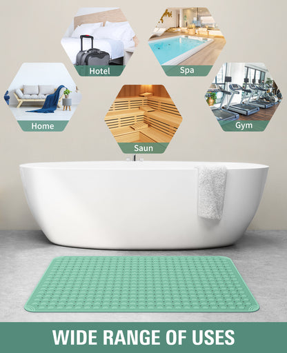 Yolife Extra Large Shower Mat 47.2x31.5" - TPE Non-Slip Bath Mat w/Suction Cups & Drain Holes, Heavy Duty for Shower Stall, Odor-Free
