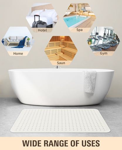 Yolife Extra Large Shower Mat 47.2x31.5" - TPE Non-Slip Bath Mat w/Suction Cups & Drain Holes, Heavy Duty for Shower Stall, Odor-Free