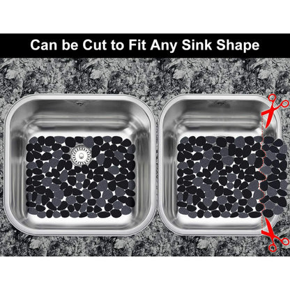 Bligli Non-Slip PVC Sink Mats (2-pack) – Pebble Design Protector for Stainless Steel/Porcelain, Dish Drying & Kitchen Liner, 15.7"x11.8"
