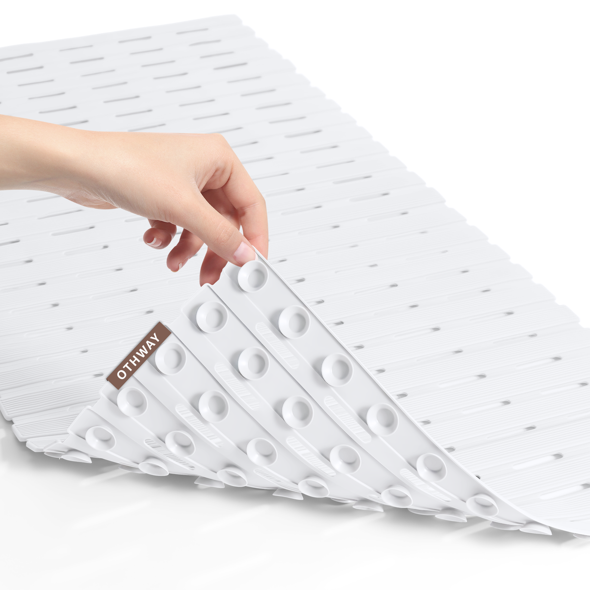 OTHWAY Non Slip Shower Mat for Tub & Inside Shower,36.6" x 16.9" Soft TPE Bath Mat with Suction Cups,Easy to Cut Shower Floor Mat,Machine Washable Bathtub Mats