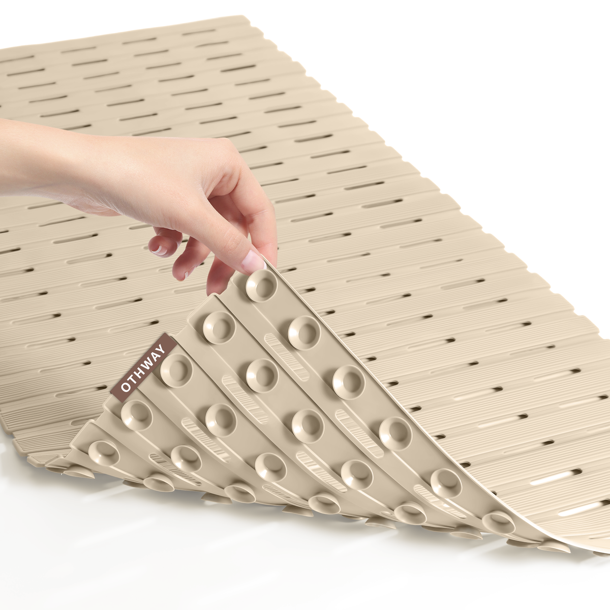 OTHWAY Non Slip Shower Mat for Tub & Inside Shower,36.6" x 16.9" Soft TPE Bath Mat with Suction Cups,Easy to Cut Shower Floor Mat,Machine Washable Bathtub Mats