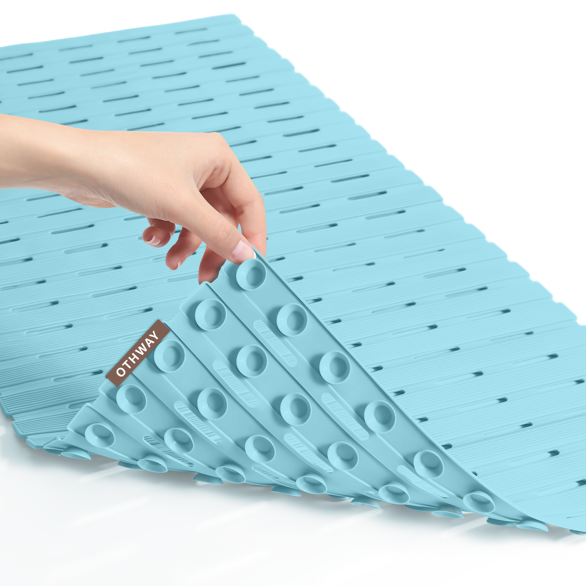 OTHWAY Non Slip Shower Mat for Tub & Inside Shower,36.6" x 16.9" Soft TPE Bath Mat with Suction Cups,Easy to Cut Shower Floor Mat,Machine Washable Bathtub Mats