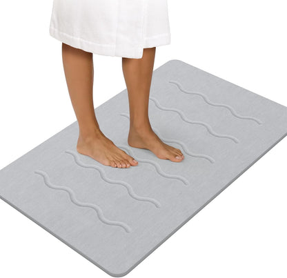 OTHWAY 32"x 20" Stone Bath Mat Large, Diatomaceous Earth Bath Mat for Bathroom Quick Drying Absorbing, Long Non-Slip Diatomite Hard Stone Shower Mat Instant Dry