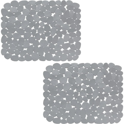 Bligli Non-Slip PVC Sink Mats (2-pack) – Pebble Design Protector for Stainless Steel/Porcelain, Dish Drying & Kitchen Liner, 15.7"x11.8"