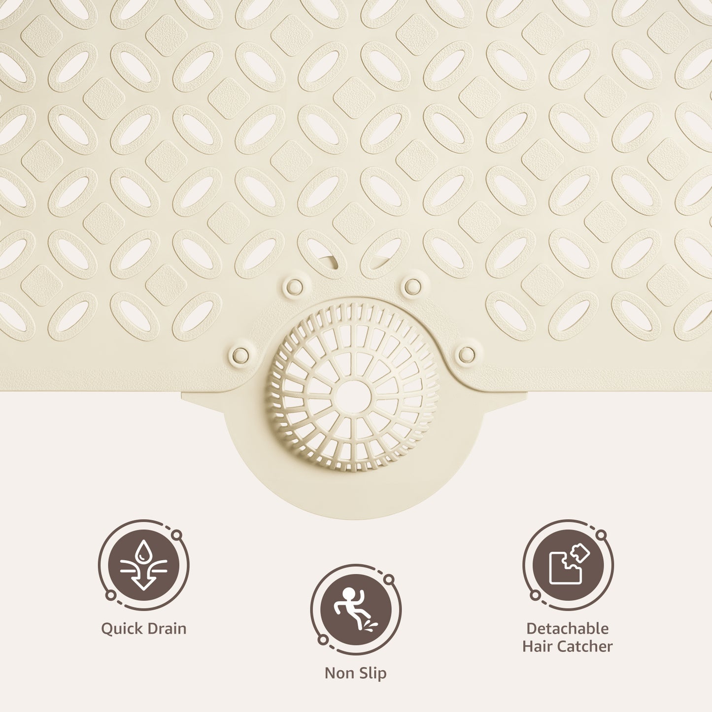 OTHWAY Non-Slip Bath Mat for Tub with Hair Catcher, 39"x17" Long Shower Mat, Large Drain Holes, Machine Washable Gripper Tub Mat