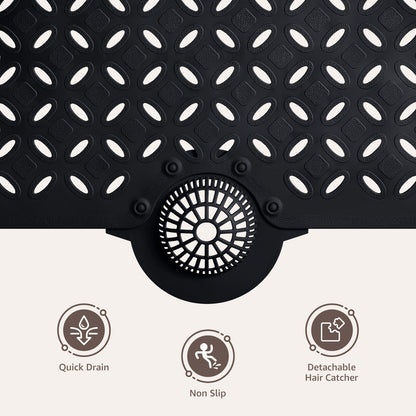 OTHWAY Non-Slip Bath Mat for Tub with Hair Catcher, 39"x17" Long Shower Mat, Large Drain Holes, Machine Washable Gripper Tub Mat