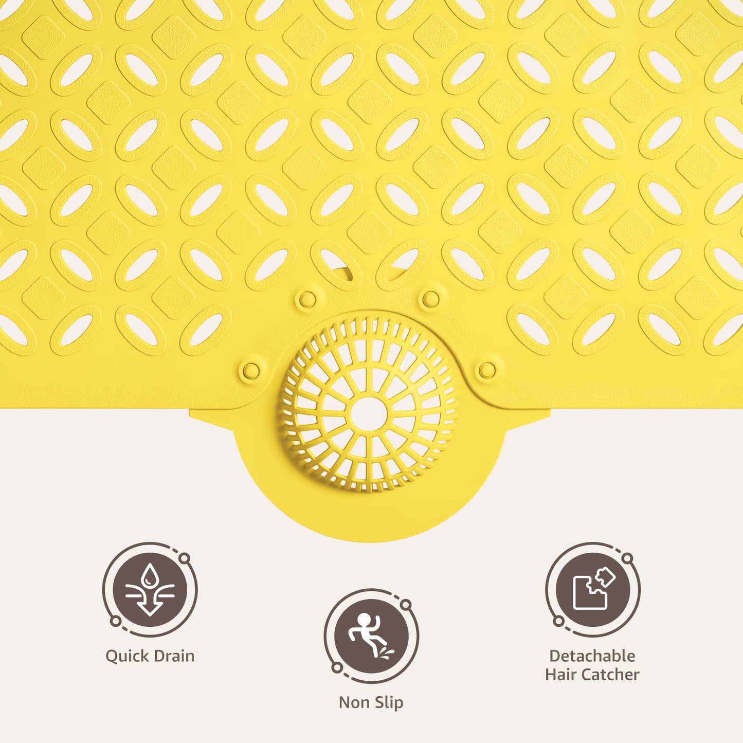 OTHWAY Non-Slip Bath Mat for Tub with Hair Catcher, 39"x17" Long Shower Mat, Large Drain Holes, Machine Washable Gripper Tub Mat