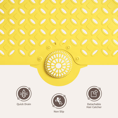 OTHWAY Non-Slip Bath Mat for Tub with Hair Catcher, 39"x17" Long Shower Mat, Large Drain Holes, Machine Washable Gripper Tub Mat