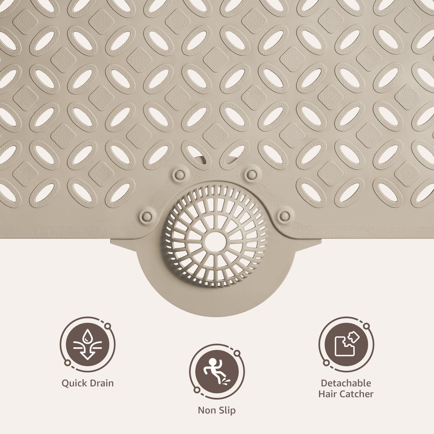 OTHWAY Non-Slip Bath Mat for Tub with Hair Catcher, 39"x17" Long Shower Mat, Large Drain Holes, Machine Washable Gripper Tub Mat