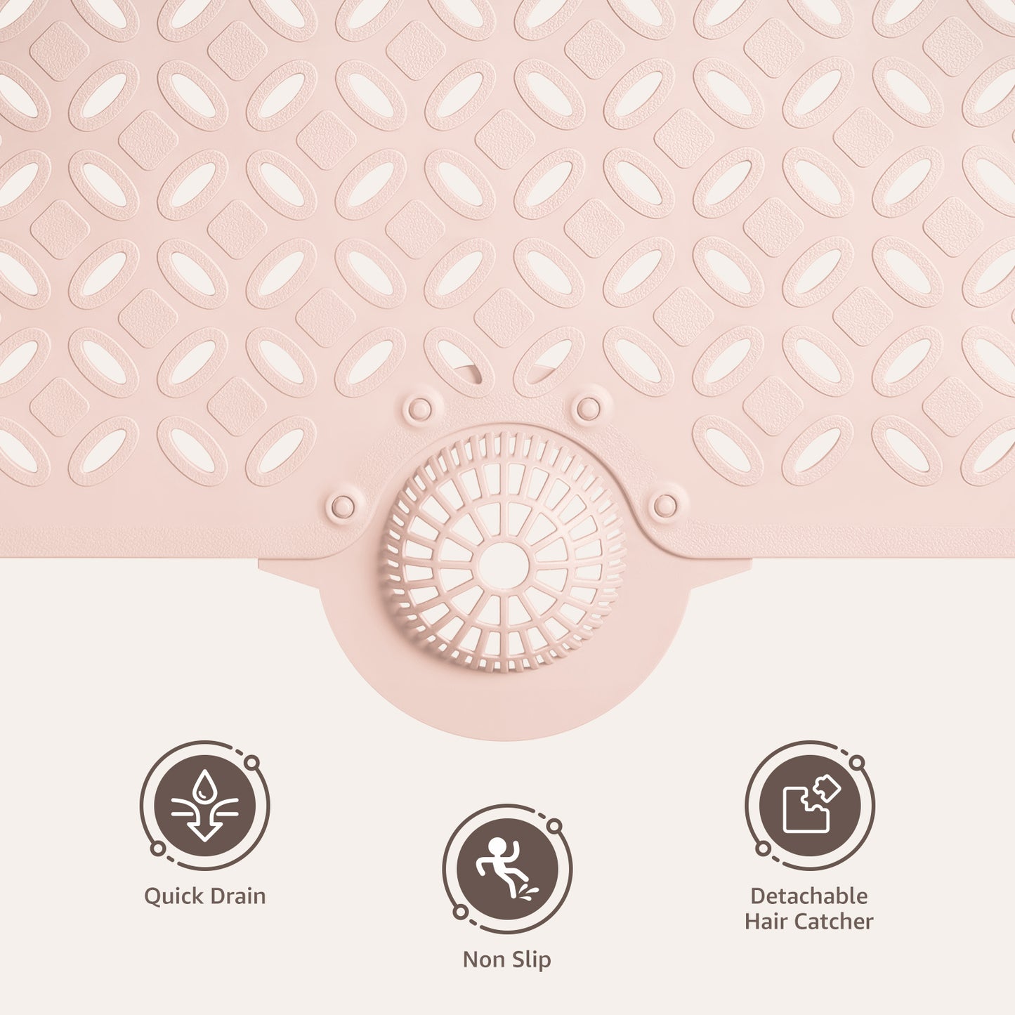 OTHWAY Non-Slip Bath Mat for Tub with Hair Catcher, 39"x17" Long Shower Mat, Large Drain Holes, Machine Washable Gripper Tub Mat