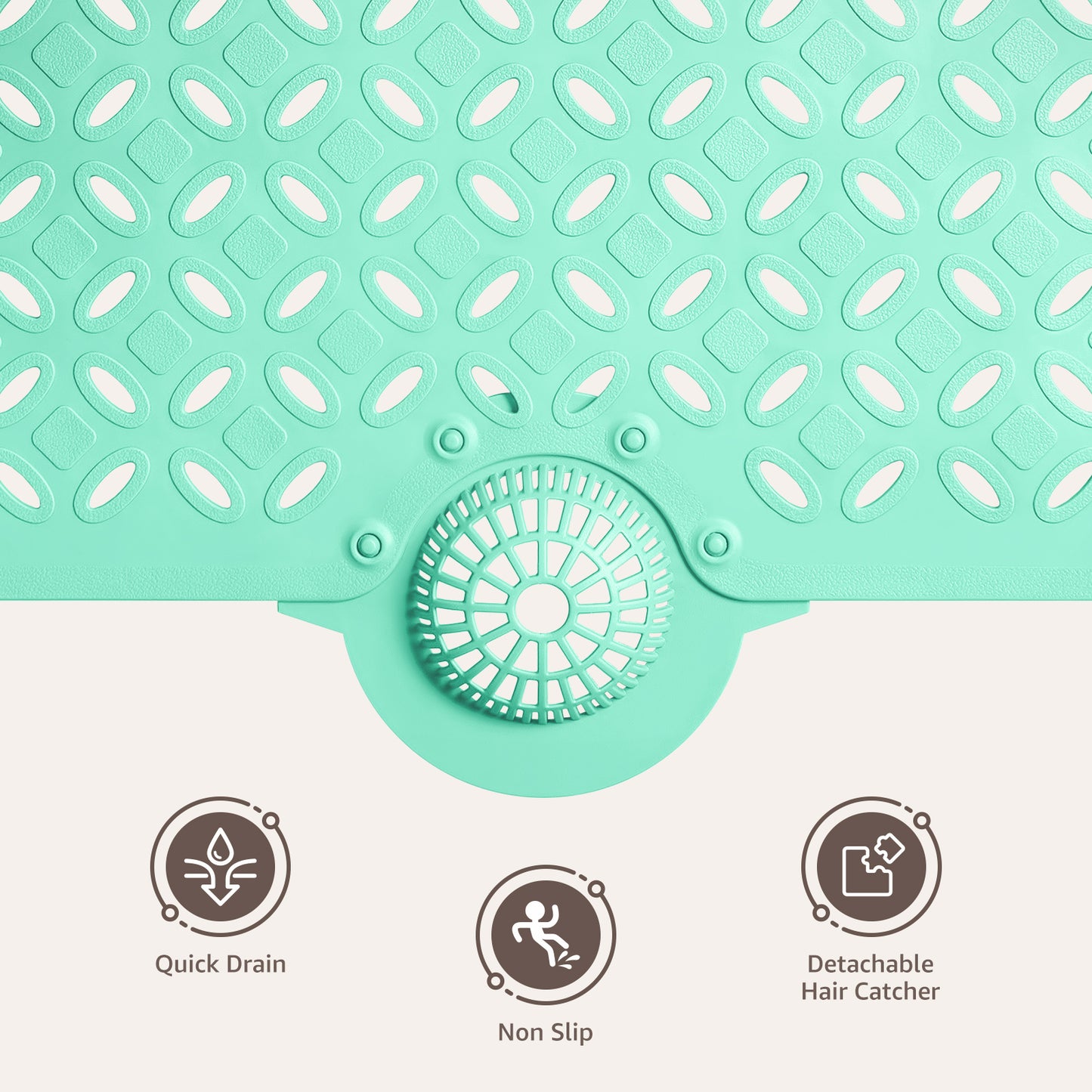 OTHWAY Non-Slip Bath Mat for Tub with Hair Catcher, 39"x17" Long Shower Mat, Large Drain Holes, Machine Washable Gripper Tub Mat