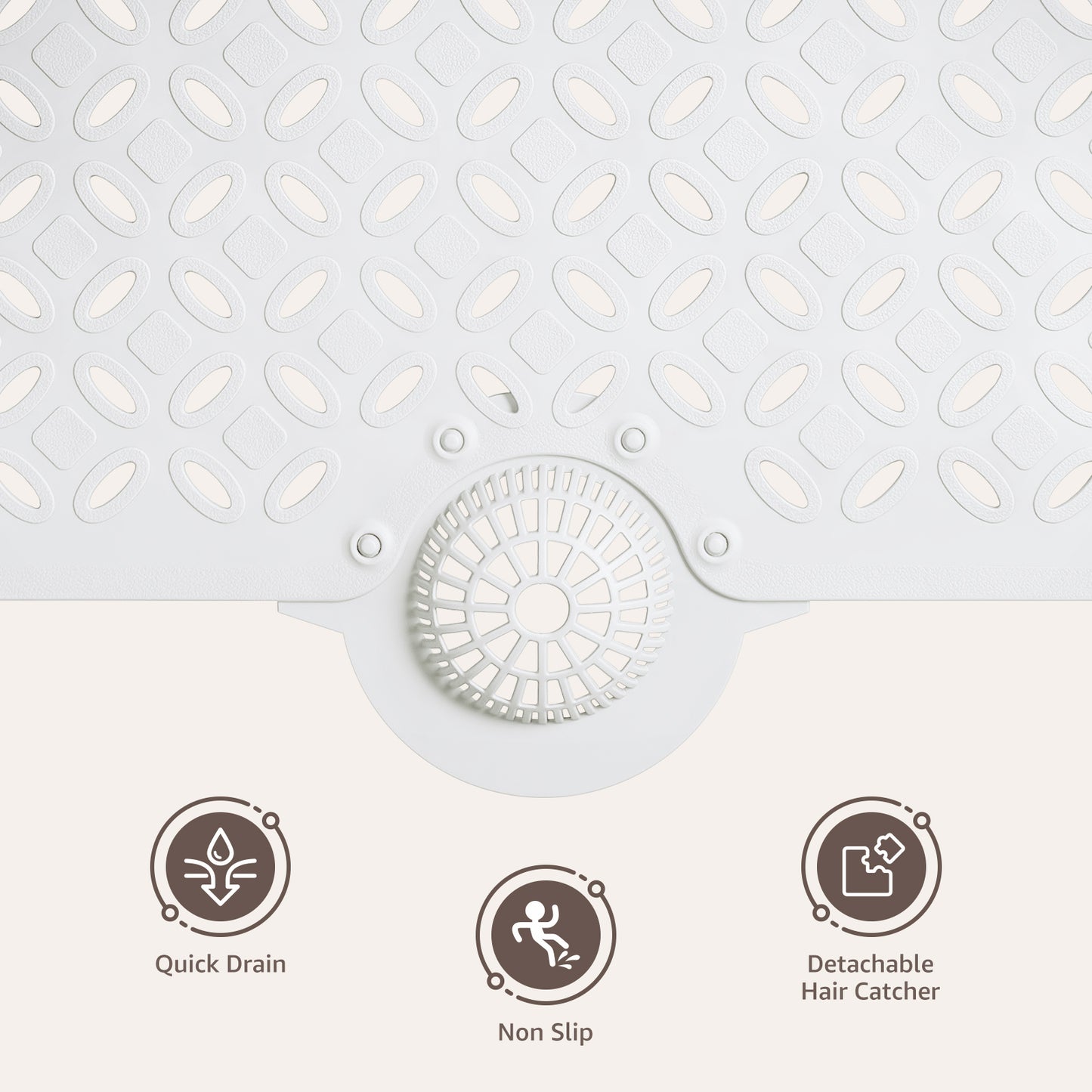 OTHWAY Non-Slip Bath Mat for Tub with Hair Catcher, 39"x17" Long Shower Mat, Large Drain Holes, Machine Washable Gripper Tub Mat
