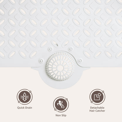 OTHWAY Non-Slip Bath Mat for Tub with Hair Catcher, 39"x17" Long Shower Mat, Large Drain Holes, Machine Washable Gripper Tub Mat