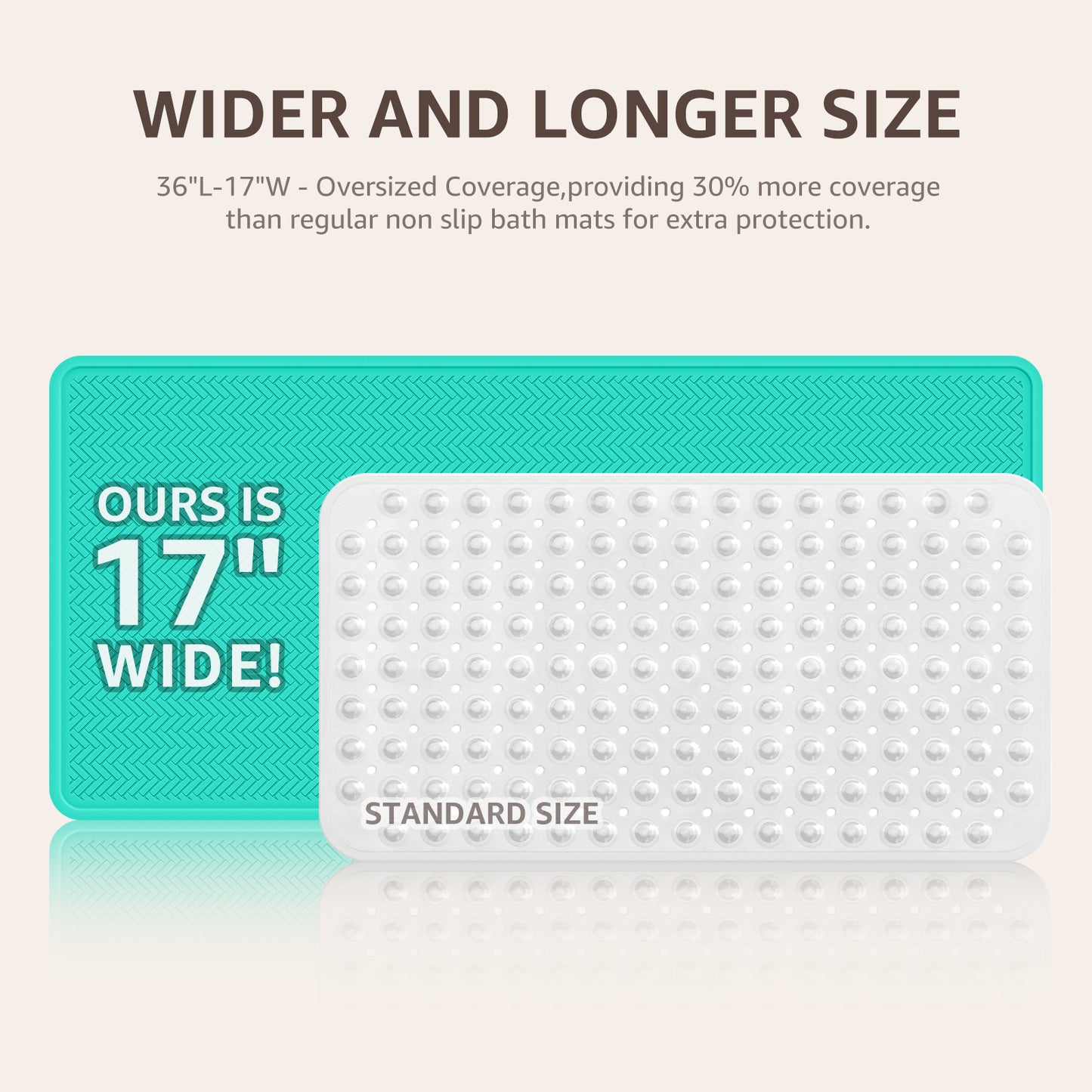 Anti-Slip Rubber Baby Bath Mat - Strong Suction Cups (Grey)