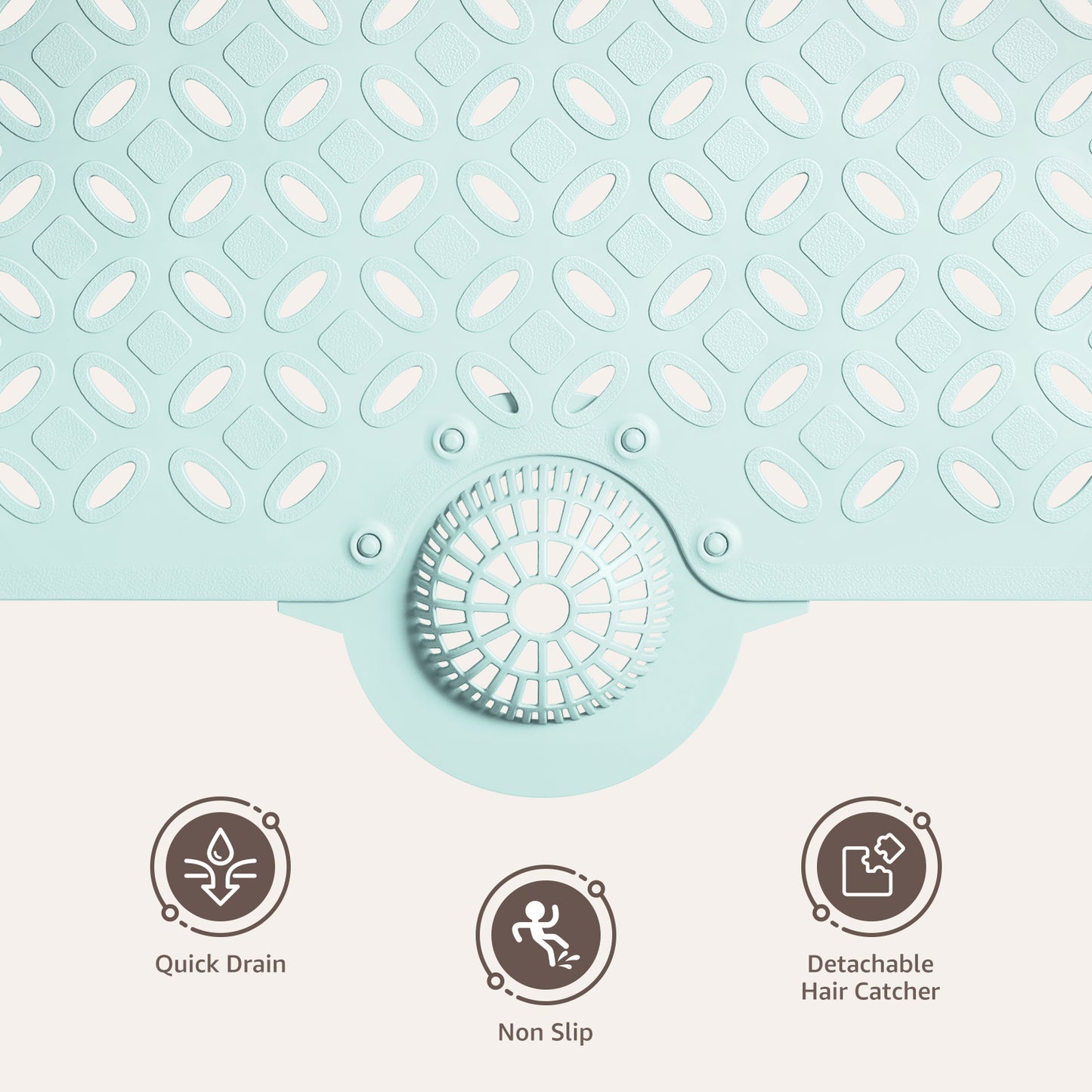 OTHWAY Non-Slip Bath Mat for Tub with Hair Catcher, 39"x17" Long Shower Mat, Large Drain Holes, Machine Washable Gripper Tub Mat