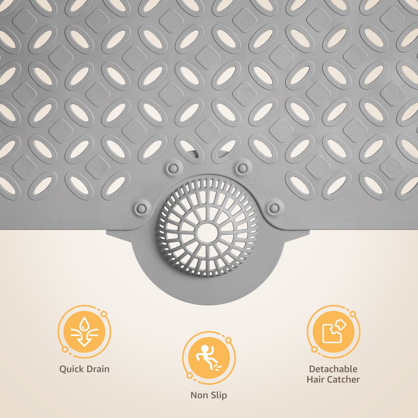 OTHWAY Non-Slip Bath Mat for Tub with Hair Catcher, 39"x17" Long Shower Mat, Large Drain Holes, Machine Washable Gripper Tub Mat