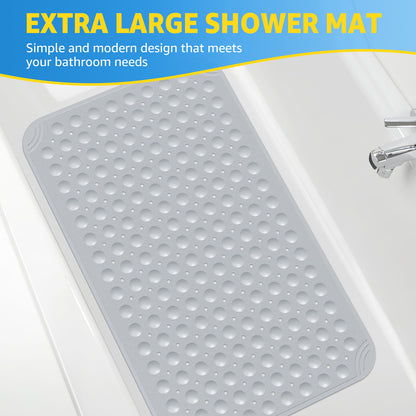 OTHWAY Large Shower Mat 31x19, TPE Non Slip Shower Mat, Inside Shower Mat with Drain Holes Suction Cups, Walk in Shower Mat for Shower Stall, Anti-Slip for Elderly Kids