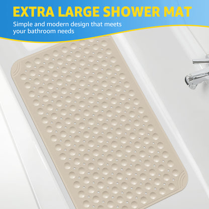 OTHWAY Large Shower Mat 31x19, TPE Non Slip Shower Mat, Inside Shower Mat with Drain Holes Suction Cups, Walk in Shower Mat for Shower Stall, Anti-Slip for Elderly Kids