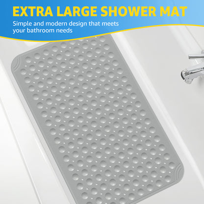 OTHWAY Large Shower Mat 31x19, TPE Non Slip Shower Mat, Inside Shower Mat with Drain Holes Suction Cups, Walk in Shower Mat for Shower Stall, Anti-Slip for Elderly Kids
