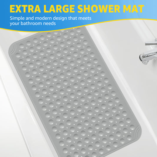 OTHWAY Large Shower Mat 31x19, TPE Non Slip Shower Mat, Inside Shower Mat with Drain Holes Suction Cups, Walk in Shower Mat for Shower Stall, Anti-Slip for Elderly Kids