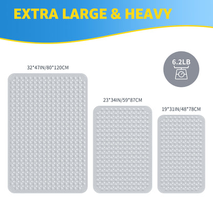 OTHWAY Large Shower Mat 31x19, TPE Non Slip Shower Mat, Inside Shower Mat with Drain Holes Suction Cups, Walk in Shower Mat for Shower Stall, Anti-Slip for Elderly Kids