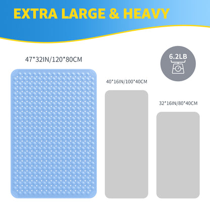 OTHWAY Extra Large Shower Mat 47"x 32", TPE Non Slip Shower Mat for Shower Stall, Inside Walk in Shower Mats with Drain Holes Suction Cups, Anti-Slip for Elderly Kids (Dark Grey)