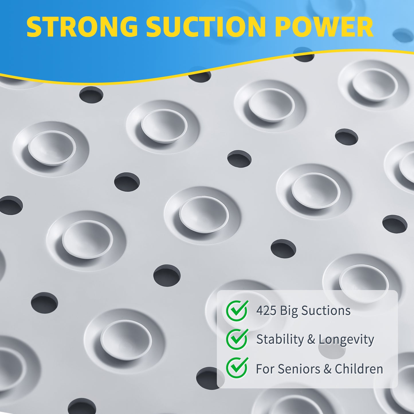 OTHWAY Large Shower Mat 31x19, TPE Non Slip Shower Mat, Inside Shower Mat with Drain Holes Suction Cups, Walk in Shower Mat for Shower Stall, Anti-Slip for Elderly Kids