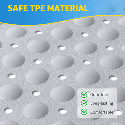OTHWAY Large Shower Mat 31x19, TPE Non Slip Shower Mat, Inside Shower Mat with Drain Holes Suction Cups, Walk in Shower Mat for Shower Stall, Anti-Slip for Elderly Kids
