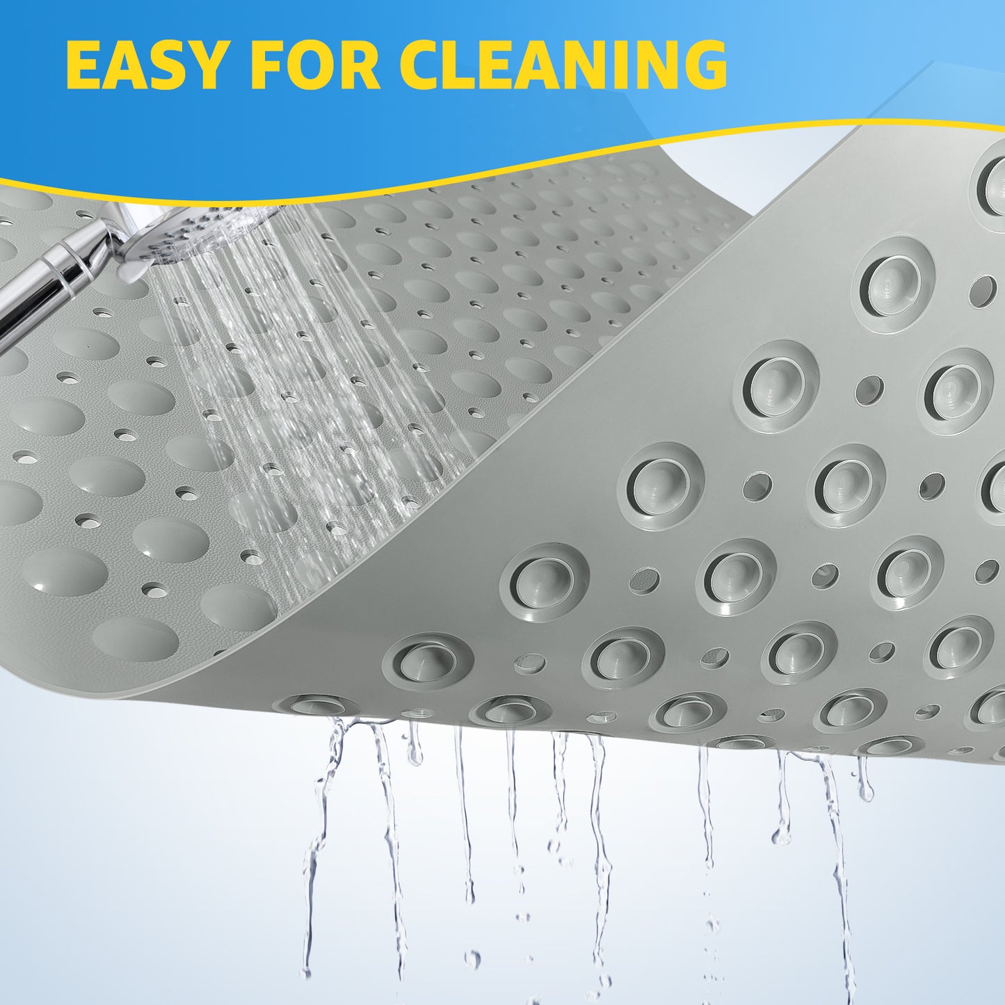 OTHWAY Large Shower Mat 31x19, TPE Non Slip Shower Mat, Inside Shower Mat with Drain Holes Suction Cups, Walk in Shower Mat for Shower Stall, Anti-Slip for Elderly Kids
