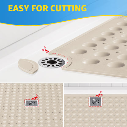 OTHWAY Large Shower Mat 31x19, TPE Non Slip Shower Mat, Inside Shower Mat with Drain Holes Suction Cups, Walk in Shower Mat for Shower Stall, Anti-Slip for Elderly Kids