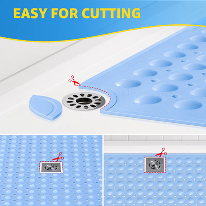 OTHWAY Extra Large Shower Mat 47"x 32", TPE Non Slip Shower Mat for Shower Stall, Inside Walk in Shower Mats with Drain Holes Suction Cups, Anti-Slip for Elderly Kids (Dark Grey)