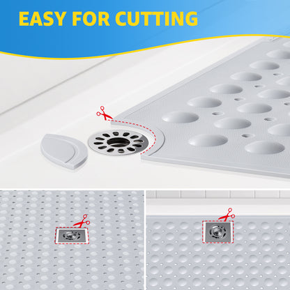 OTHWAY Large Shower Mat 31x19, TPE Non Slip Shower Mat, Inside Shower Mat with Drain Holes Suction Cups, Walk in Shower Mat for Shower Stall, Anti-Slip for Elderly Kids