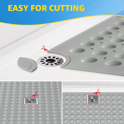 OTHWAY Large Shower Mat 31x19, TPE Non Slip Shower Mat, Inside Shower Mat with Drain Holes Suction Cups, Walk in Shower Mat for Shower Stall, Anti-Slip for Elderly Kids