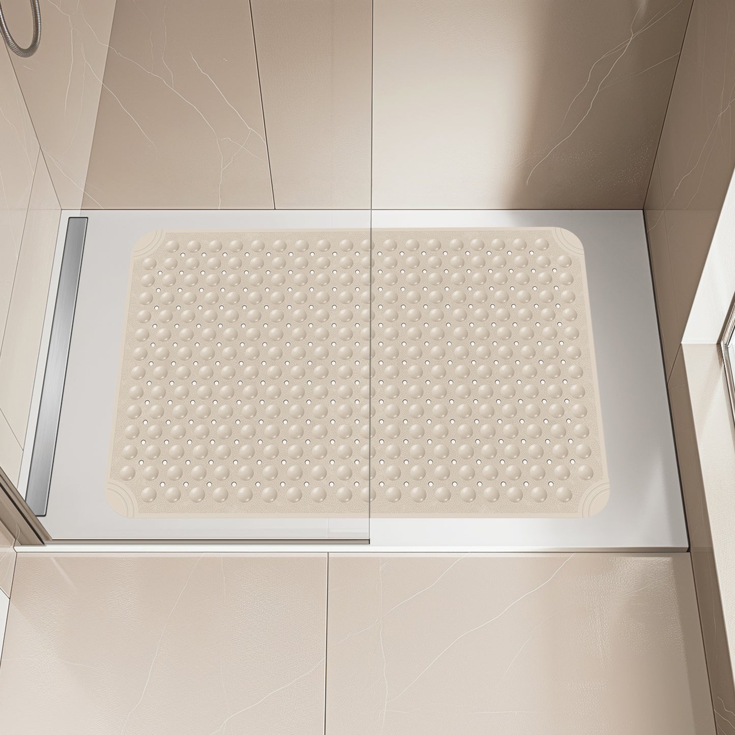 OTHWAY Large Shower Mat 31x19, TPE Non Slip Shower Mat, Inside Shower Mat with Drain Holes Suction Cups, Walk in Shower Mat for Shower Stall, Anti-Slip for Elderly Kids