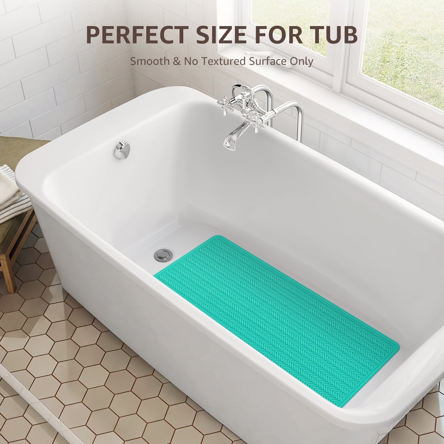 Anti-Slip Rubber Baby Bath Mat - Strong Suction Cups (Grey)