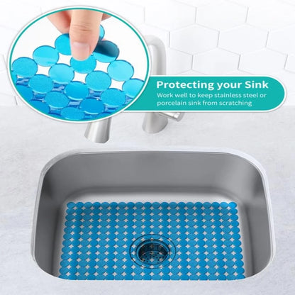 Bligli Round Sink Mats 2-Pack ,Non-Slip PVC Sink Protector, Fits Stainless Steel / Ceramic Sinks,15.7 x 11.8 inch,Fast Draining Dot Design for Kitchen Sink