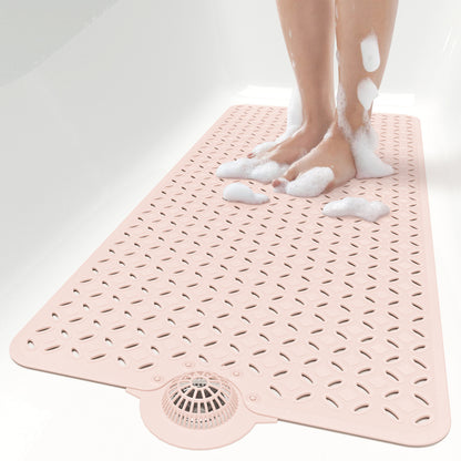 OTHWAY Non-Slip Bath Mat for Tub with Hair Catcher, 39"x17" Long Shower Mat, Large Drain Holes, Machine Washable Gripper Tub Mat