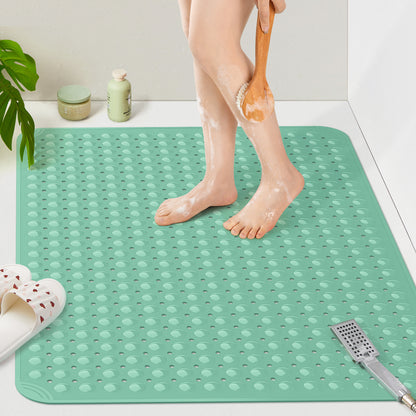 Yolife Extra Large Shower Mat 47.2x31.5" - TPE Non-Slip Bath Mat w/Suction Cups & Drain Holes, Heavy Duty for Shower Stall, Odor-Free
