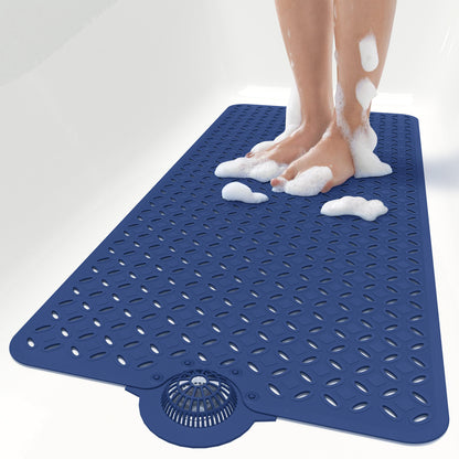 OTHWAY Non-Slip Bath Mat for Tub with Hair Catcher, 39"x17" Long Shower Mat, Large Drain Holes, Machine Washable Gripper Tub Mat