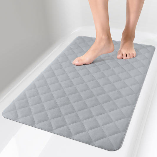Yolife Non-Slip Bathtub Mat 27.5"x17", Anti-Fatigue Grid Pattern & Suction Cups, Natural Rubber for Shower Tub, Machine Washable