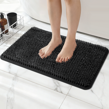 Yolife Non-Slip Grass Bath Mat with Strong Suction Cups, 25.6"x13.4" Quick-Drain Shower Floor Mat for Foot Scrubbing & Massage
