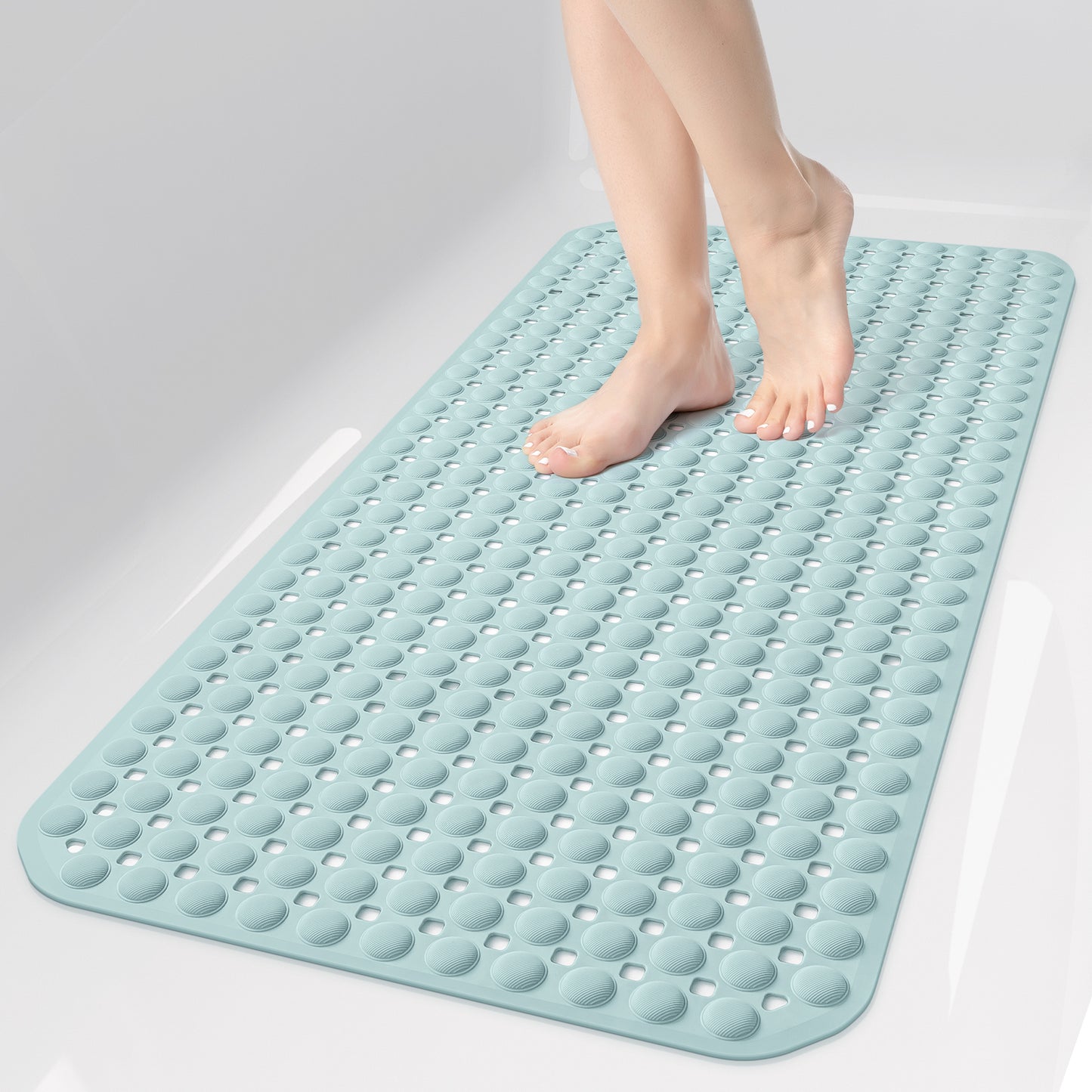 OTHWAY Non Slip Bath Tub Shower Mat with Suction Cups, Drain Holes, Bathtub Floor Liner Mats for Inside Shower Bathroom, Machine Washable, Soft on Feet, 35x16 Inch