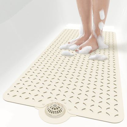 OTHWAY Non-Slip Bath Mat for Tub with Hair Catcher, 39"x17" Long Shower Mat, Large Drain Holes, Machine Washable Gripper Tub Mat