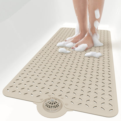 OTHWAY Non-Slip Bath Mat for Tub with Hair Catcher, 39"x17" Long Shower Mat, Large Drain Holes, Machine Washable Gripper Tub Mat